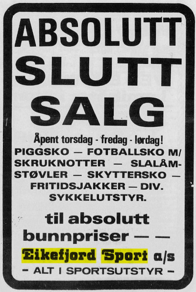 Efjsport sluttsalg